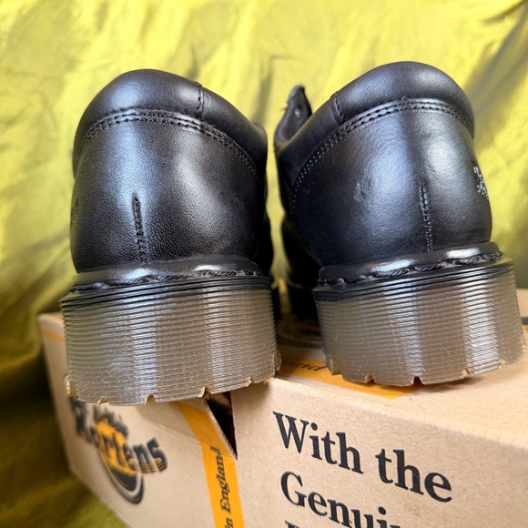 Vintage Dr. Martens Black Leather Lace Up Platform Pulley Shoes Made in England - Picture 10 of 12